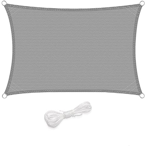WOLTU Sonnensegel Premium HDPE Wetterbeständig Atmungsaktiv 95% UV Schutz Segeltuch 180 g/m² Sonnenschutz Schattenspender für Balkon Terrasse Garten, mit Befestigungsseilen