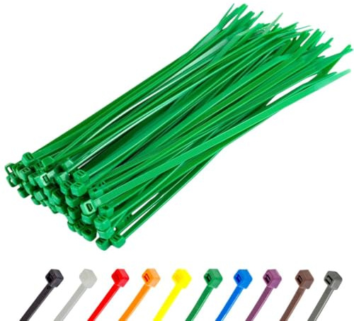Gocableties Green Cable Ties, 300mm x 3.6mm, Pack of 100, 12” Premium Nylon Zip Ties, Multi-Purpose Plastic Tie Wraps, Secure Self-Locking Mechanism, for Home, Garden, Office and DIY