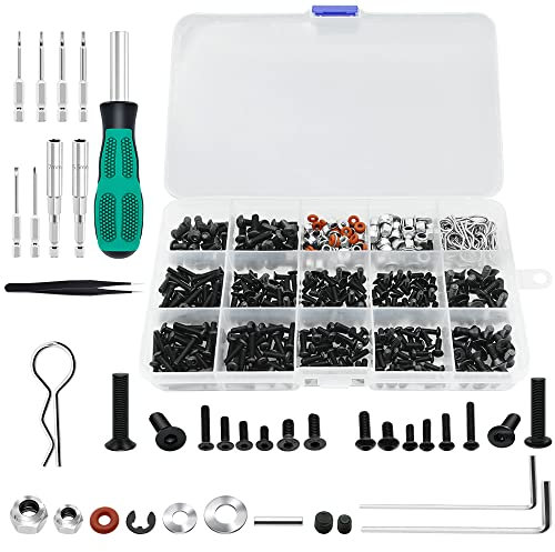 GLOBACT 531PCS RC Screw Kit RC Repair Tool Kit and RC Screwdrivers RC Hex Nut Socket for Axial Redcat HPI Arrma Losi RC4WD 1/8 1/10 1/12 1/16 Scale RC Cars Trucks Crawler Accessories