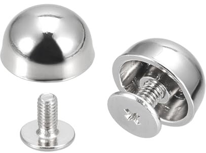 sourcing map 12x7mm Rivets Tête Rond Vis Dos Creux Cuir Goujons Argenté 10 Ensembles