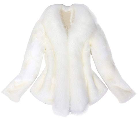 HHMY Faux Fur Mantel, Kunstpelz Jacke Damen Winter Langarm Pelzmantel Herbst Winter Elegant Warm Felljacke-Fellmantel Fell-Poncho Cardigan FüR Frauen Hochzeit Abend Braut Brautschal Mantel Jacke