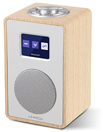 LEMEGA CR4 DAB/DAB+/FM Digital Radio with Bluetooth,Portable DAB Radio with Mains Powered,Dual Alarms Clock with Snooze,Colour Display,Wooden Effect - White Oak