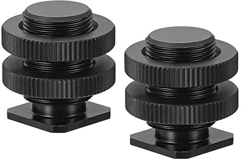 PATIKIL Macho 5/8 a Hembra 1/4 Cámara Caliente Zapato Montaje, Flash Frío Zapato Montaje Trípode Tornillo Adaptador para DSLR Equipo, Negro