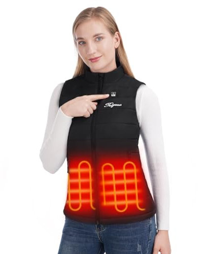 Telguua Beheizbare Weste Damen mit Akku 5V 12000mAh, Heizweste Beheizten Weste, USB-C Wärmeweste Wiederaufladbare Warmende Damenweste mit 4 Heizzone und 3 Stufen Temperatur für Outdoor-Aktivitäten