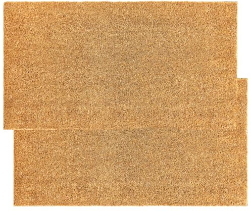 KANKUN Coco Coir Door Mat with Heavy Duty Backing, Welcome Doormat (17 x 30), Doormat Entrance (Plain - 2Pack)