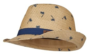 Sterntaler Strohhut Palmen - klassischer Sonnenhut mit Allover Palmen Print - UV-Schutz 50+ Sommerhut - Jungen Strandkappe - Baby und Kinder Kopfbedeckung - beige, Größe 51