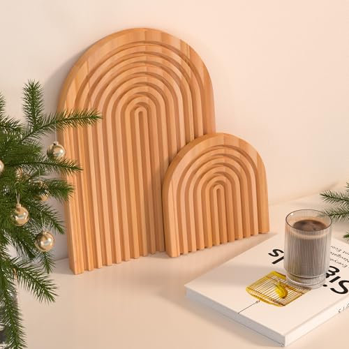 Yoassi 2PCS Planches en Bois Décoratives, Plat Service Repas, Étagère Murale pour Décoration de Chambre, Cuisine, Salon, Bureau