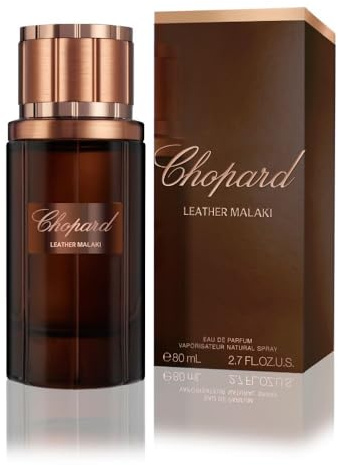 Chopard Eau de Parfum Leather Malaki 80 ml – herrparfym – Dry Woods doft – trä- och lädernoter – brun glasflaska