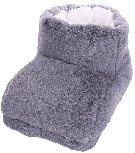 FRCOLOR Fußwärmer Beheizbare Hausschuhe Für Damen Zehe Heizung Behandlung Für Die Beine Füße Wärmer Unterlage Heizkissen Entferner Für Die Füße Beheizte Stiefel Plüsch Grey