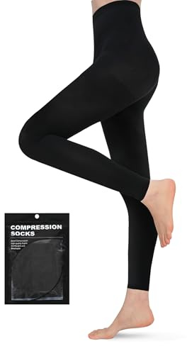 Evolyline Medical Compression Tights for Women & Men 15-20mmHg, Footless Compression Pantyhose Opaque Graduated Support Tights Compression Stockings for Varicose Veins Edema Flight Nursing