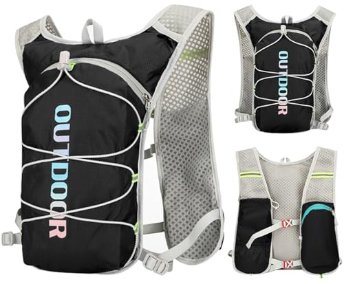 TYXHX Chaleco Hidratacion Trail Running, Mochila de Running, Ligero Chaleco de Hidratación Ultraligero, Mochila Reflectante de Maratón Ultraligero para Correr, Senderos, Maratón, Senderismo, 12L