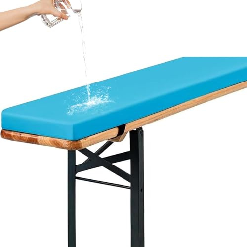 Genérico Cojines Acolchados para Banco de Cerveza, Cojín Antideslizante Impermeable 220x25, 180x23, 200x30 con Hebilla para Muebles de Exterior, Resistentes A La Intemperie,Sky Blue,110x25x3cm
