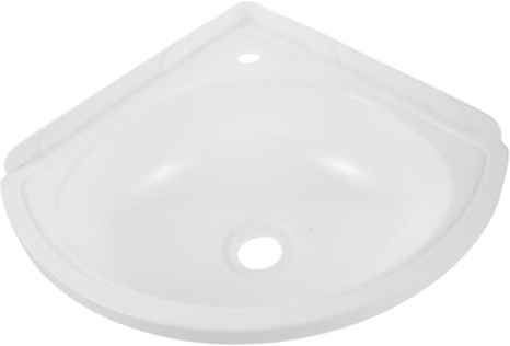 NUOBESTY Corner Wall Mounted Triangular Bathroom Sink with Faucet Hole Splash-Resistant Compact Hand Basin for Balcony Rv and Small Spaces Easy Installation White Floating Wash Basin