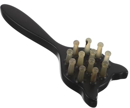 BAZEITFLOW Horn-shaped Cat Comb Scalp Massager for Grooming Paddle Hair Brush for Detangling Natural Material for Neck and Face Massage