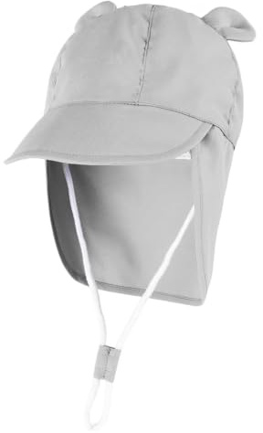 DRESHOW Sombrero de Sol Bebe Sombrero de Verano para Niños Gorra de Playa con Orejas de Oso para Niños y Niñas con Protección del Cuello para Actividades al Aire Libre