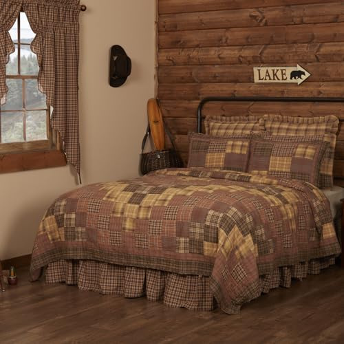 VHC Brands Prescott Patchwork Cotton Rustic Pre-Washed Bedding Accessory, Twin Quilt 70x90