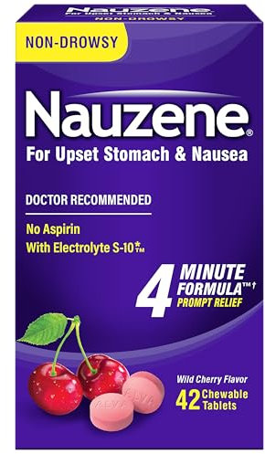 Nauzene Maux d'estomac et nausées Soulagement Comprimés à croquer saveur Wild Cherry - 42 ct