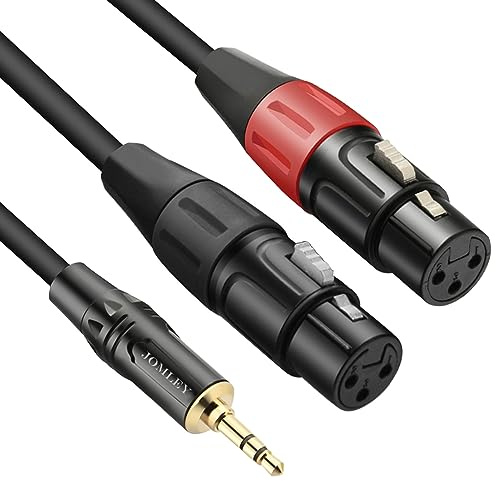 JOMLEY Mikrofon kabel, Dual Weiblich XLR auf 3,5mm Y-Splitter, Unausgewogen 3,5mm Mini Jack TRS Stereo Aux Audio Mic Kabel - 2m