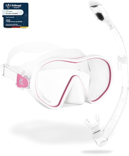 Cressi F-Dual + Supernova Dry - White/Pink Clear/White - Tauchmaske und Trockenschnorchel Set zum Schnorcheln und Gerätetauchen, Weiß Rosa/Klar Weiß, Einheitsgröße, Unisex