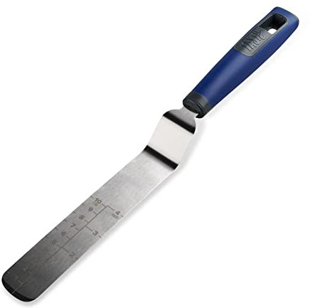 Tasty Everyday Palette Knife for Baking & Icing, Stainless Steel Angled Spreading Spatula for Baking and Decorating Cakes, Icing Spatula Tool for Baking, Dimensions: 33x3x4cm Colour: Dark Grey & Blue