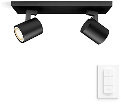 Philips Hue White Ambiance Runner 2er Spot schwarz 2x250lm inkl. Dimmschalter, dimmbar, alle Weißschattierungen, steuerbar via App, kompatibel mit Amazon Alexa, alte Generation