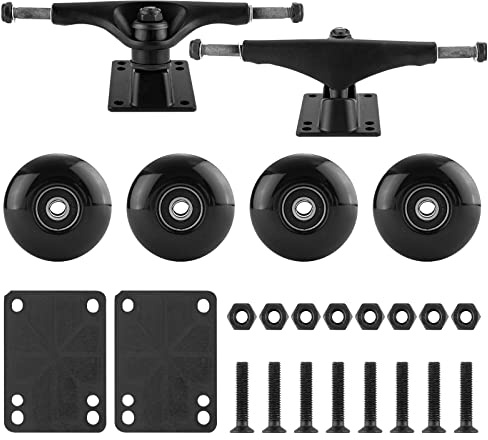TLHB Skateboard Truck,Skateboard Wheels 52mm Suitable for Skateboarders,Fits 7.5-8 Deck，Skateboard Bearings,Skateboard Pads,Durable Skateboard Hardware Combo Starter Kit-Black