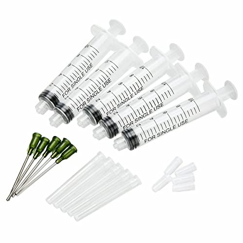 Set med dispenserings-/applikatorflaskor/sprutor, 5 dispenseringssprutor på 10 ml med dispenseringsnålar och lock för gör-det-själv-quilling, akrylmålning, oljeflaska, hantverk, konstverkshobbyer