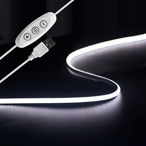 Tayire 5V COB Luz de Fondo de TV 2m, USB Tira de LED 960LEDs Regulable 6500K Tira LED CRI90+ 4mm Súper Brillante LED Tira Llevada Flexible para Fondos de TV Luz Fiesta DIY Cocina