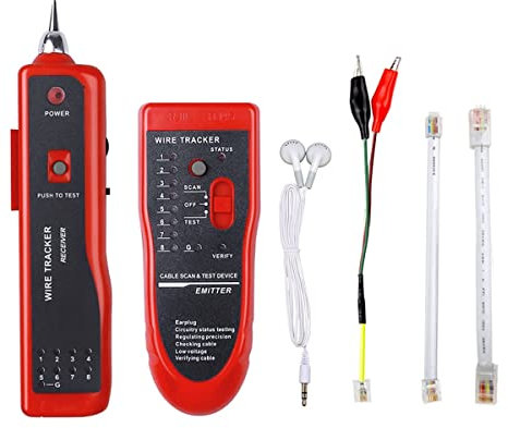 Network Cable Tester, LAN Telephone Wire Tracker Tone Diagnosis Tracer for STP UTP CAT5 CAT6 RJ45 RJ11, Detector Line Finder