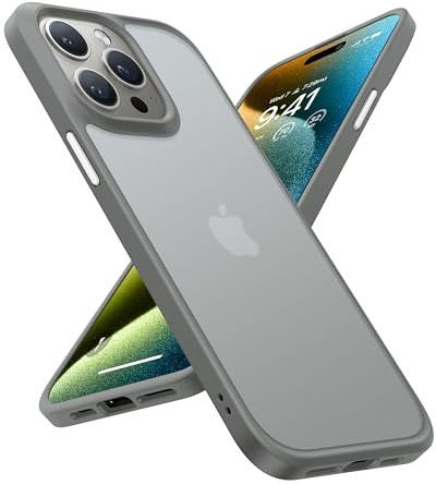 TORRAS Guardian für iPhone 15 Pro Hülle [TOP Militärschutz] Stoßfest Case [Samtweiche Haptik] Mattierte Rückseite Schutzhülle mit Abnehmbare Knöpfe Handyhülle für iPhone 15 Pro Grau