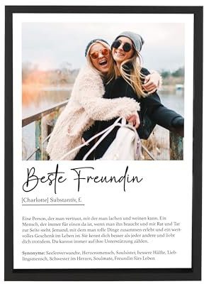 Wackadoo Bilderrahmen Personalisiertes Poster Beste Freundin, Poster mit Foto und Text, Bilderrahmen und Glasscheibe, fotogeschenk personalisiert, personalisiertes geschenk