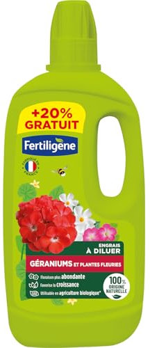 Fertiligène Engrais Liquide pour Géraniums et Plantes Fleuries, 750 ml, 100% Origine Naturelle