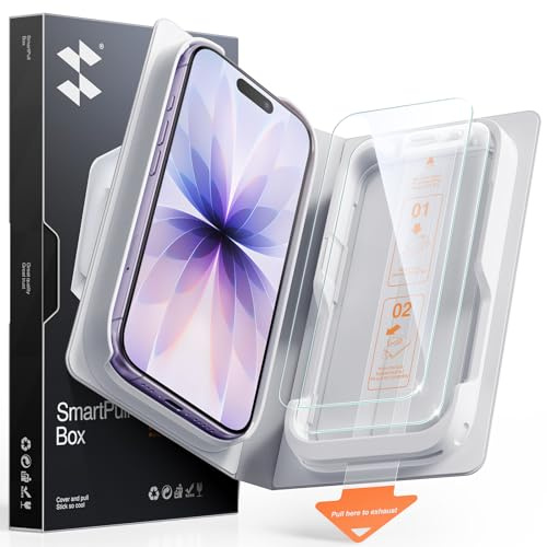 SMARTDEVIL 2 Pack Tempered Glass Screen Protector for iPhone 17 | SmartPull Box Bubble-Free Instant Install Applicator, 9H Military-Grade Protection, Case-Friendly