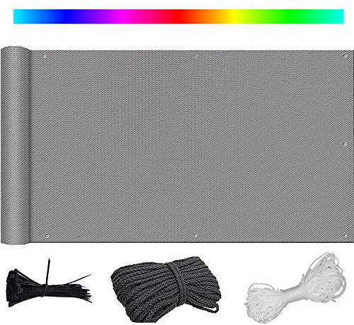 Clôture de jardin opaque avec cordon de serrage et attaches de câble - Protection UV - Coupe-vent - Gris - 150 x 900 cm
