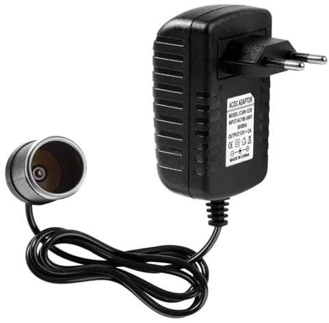 Adaptateur Allume Cigare Prise Convertisseur Secteur,24W Adaptateur 240V en 12V 2A, Alimentation Transformateur Allume-Cigare de Voiture Adaptateur d'alimentation pour Aspirateur de Voiture Dashcam