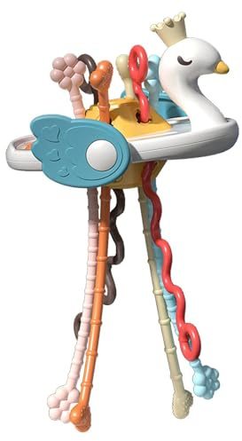 Juguete para bebés – Adorable Juguete con Sensor de Cuerda de tracción de | Juguete para morder y Viajar para niños pequeños, Cochecito, Asiento de Coche, Desarrollo sensorial, estimulación
