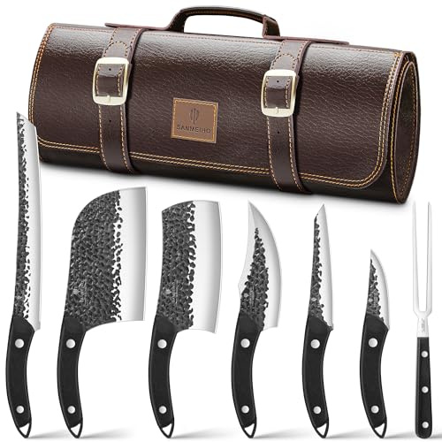 SANMEIHO 8 PCS Butcher Knife Set, Japanese Kitchen Chef Knife Set