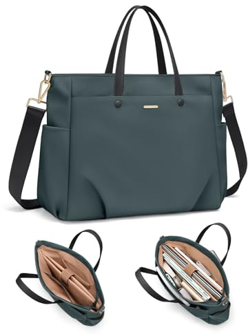 GOLF SUPAGS Borsa Tote per Laptop da 15.6 Pollici, Borsa a Tracolla per Computer Borsas da Lavoro Grande per Donna, Custodia per Laptop Borsas Elegante per Viaggi D'affari (Verde Scuro)