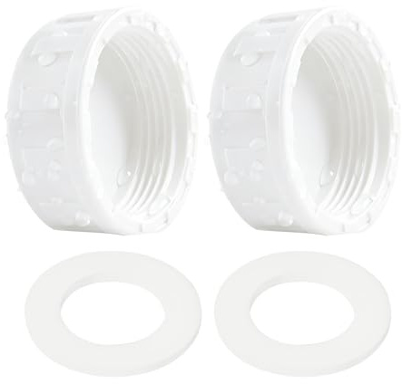 Lot de 2 Bouchons de Tuyau en PVC 25mm Blanc avec Joints en Caoutchouc pour Raccords Filetés Femelles 3/4 Pouces, Capuchon d'Obturation pour Arrosage et Plomberie