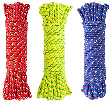 Milestone Camping 20560 100ft Multi-Purpose Utility Rope/Red, Blue or Yellow/Durable Indoor Outdoor Essential/Lightweight and Flexible