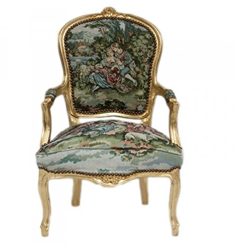 Casa Padrino Barock Salon Stuhl Gobelin/Gold