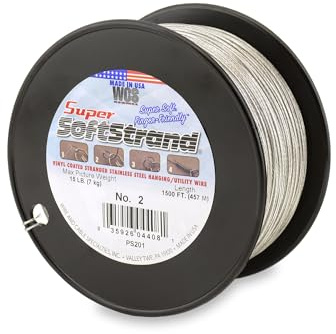 Super Softstrand, Vinyl-Coated Stranded Stainless Steel Picture Wrapping Wire, Size #2, 15 lb / 7 kg, 1500 ft / 457 m