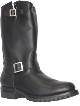 Grinders New Wild Black - Botas altas unisex de cuero liso para motociclista, 44 de Uk, 44 EU