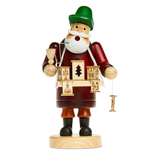 Sikora RM-A Räuchermännchen aus Holz 3 Größen Verschiedene Motive, Farbe/Modell:A16 rot - Laternenverkäufer, Höhe in cm:Höhe ca. 15 cm
