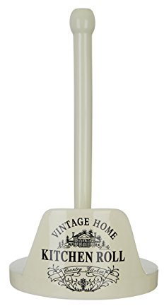 Premier Vintage Home-Porta Rotolo da Cucina, Colore: Panna, Legno di Pino, Crema, 27 x 18 x 18 cm