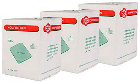 Mullkompressen NOBA unsteril 8- lagig 10 x 10 cm Verbandsmaterial Verbandmull 3 x 100 Stück (300) SET