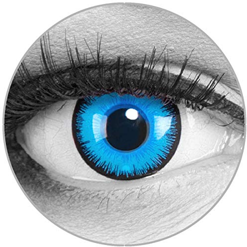 Funnylens Farbige blaue Kontaktlinsen Alper mit Stärke - weich mit Stärke 2er Pack + gratis Behälter – 3 Monatslinsen - perfekt zu Halloween Karneval Fasching oder Fasnacht -1.5