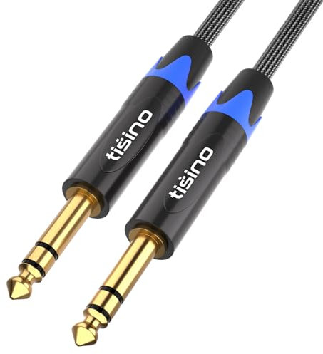 Tisino 6.35mm Jack TRS Cable, Nylon Braid Heavy Duty Balanced 1/4 Stereo Jack to Jack TRS Lead Audio Cord- 1m