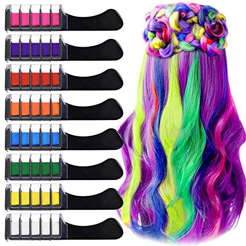 8 Colore Capelli Gesso Pettine con Coperchio, EBANKU Capelli Temporanea Gesso, Instant Hair Chalk Capelli Tintura Temporanea Colorato Pettine per Bambini Feste Christmas DIY