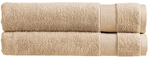 Christy Refresh Cotton Bath Towels | Set of 2 | Quick Dry | Gentle Pastel Tones | Soft Plush Large Bathroom Towels | Absorbent Shower Towels | 100% Cotton 550GSM | Driftwood